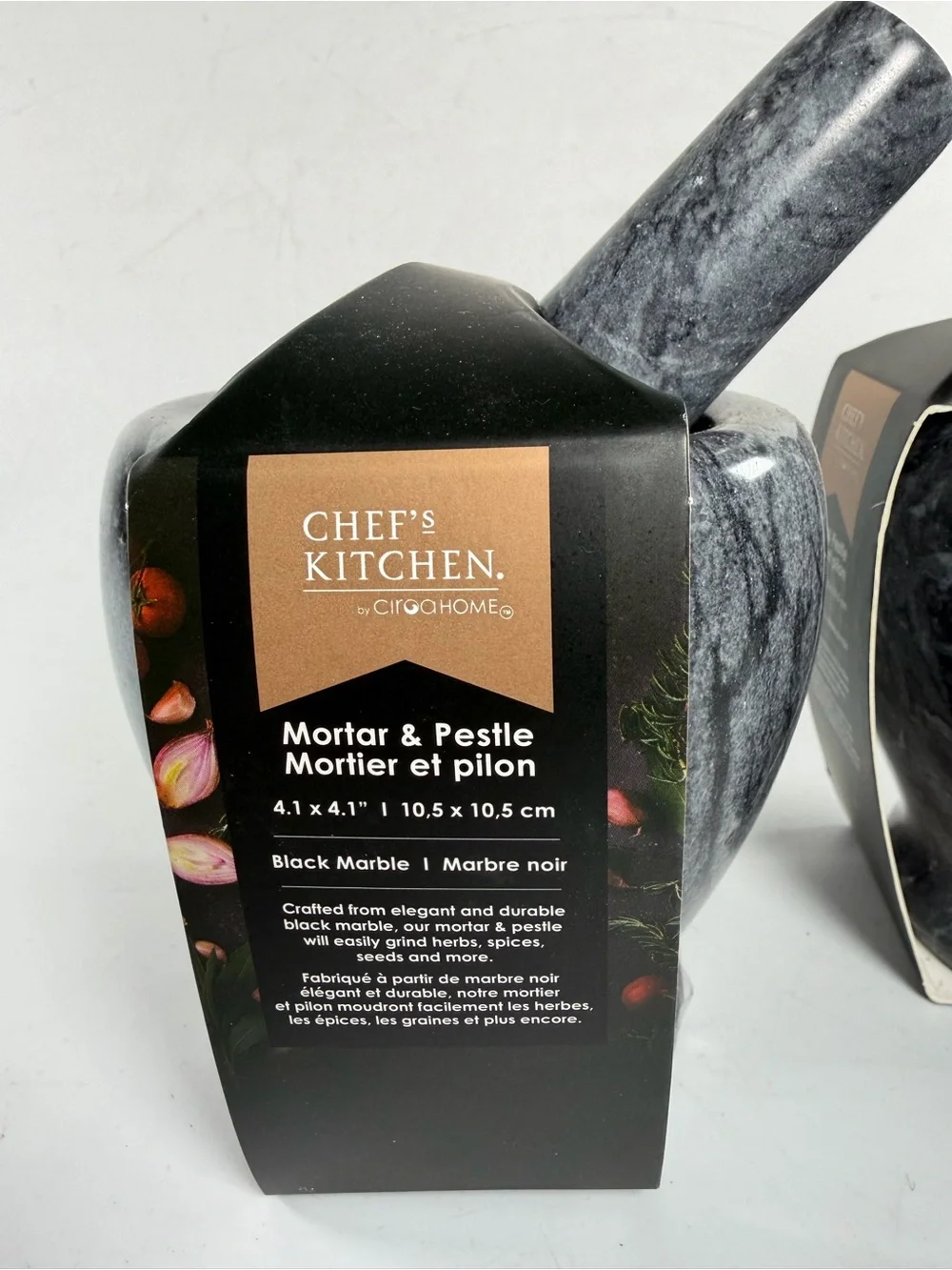 Mortar & Pestle, Marbled, Chef's Kitchen Marble NEW Set Of Two 4.1x4.1